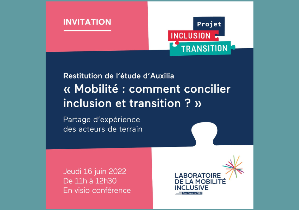 [Replay] Restitution Etude – Mobilité : comment concilier inclusion et transition?