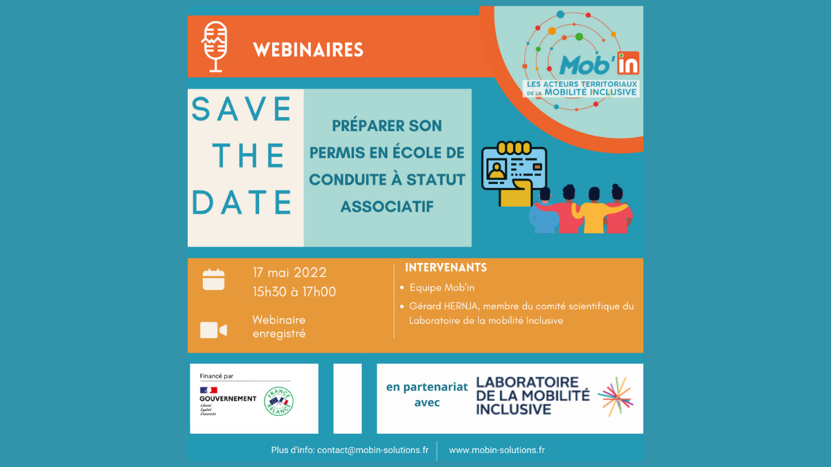 [RDV Partenaire] »Préparer son permis en école de conduite à statut associatif  » – inscription au webinaire Mob’in du 17 mai