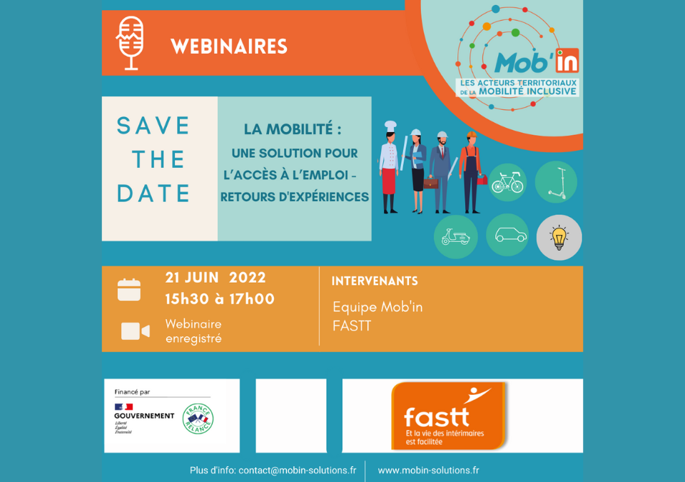 [RDV Partenaire] Mob’in « La mobilité : une solution pour l’accès à l’emploi » – webinaire du 21 juin