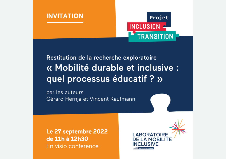 [Replay] Restitution de la recherche exploratoire « Mobilité durable et inclusive : quel processus éducatif ? »